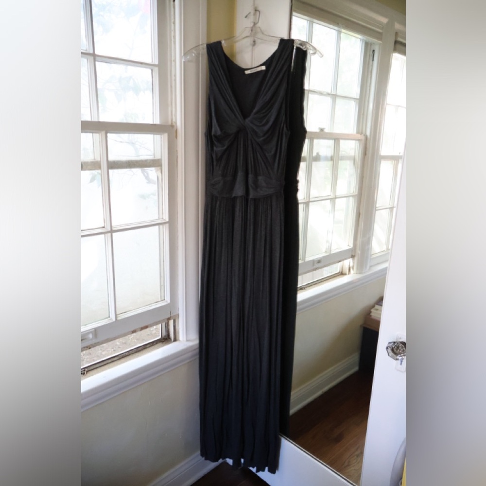 Anthropologie / Bailey 44 Charcoal Gray Knotted Jersey Maxi Dress